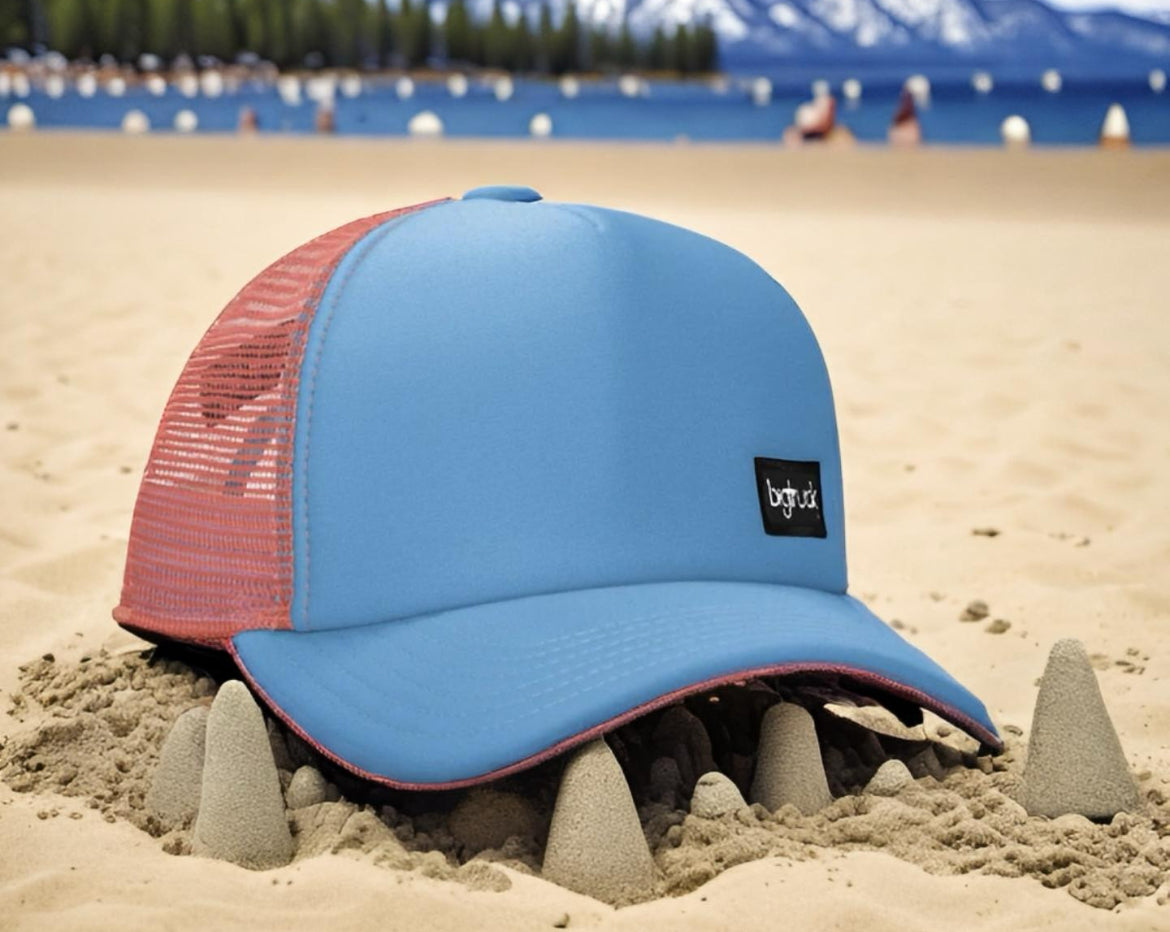 Kids big truck hat lake view photography outlet series trucker SnapBack